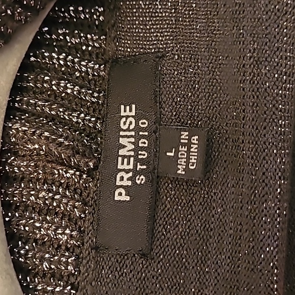 PREMISE metallic black sweater open cardigan - Picture 4 of 6